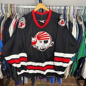 Vintage Portland Pirates AHL Hockey Jersey Maska Air-Knit CCM Black Mens Large